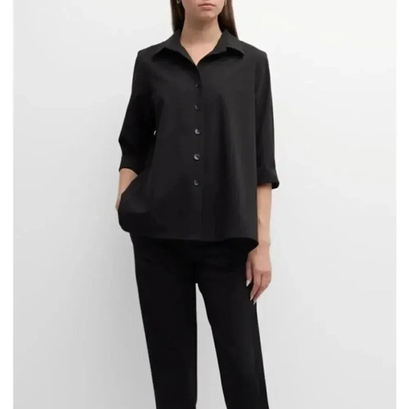 $315 Caroline Rose Women's Gray 100% Linen Front Button Down Shirt Size 2X - Picture 4 of 11